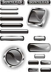 Image showing set of black glossy buttons