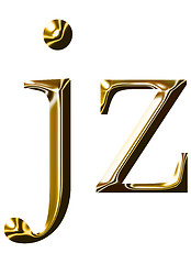 Image showing gold alphabet symbol    -  lowercase  letter   