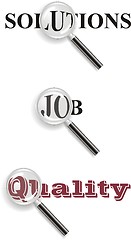 Image showing magnifying glass with words” job’, ‘solutions’, ‘quality’