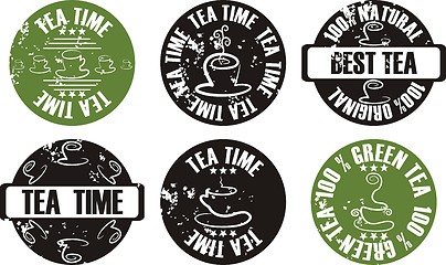 Image showing vector grunge tea stamp set