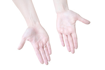 Image showing Empty open woman's palms isolated on white 