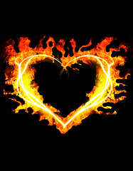 Image showing blazing heart  on the black background 