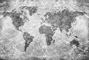 Image showing aged  vintage world map texture and background 