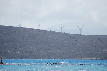 Image showing wind turbines – wind farm in the near of the Aegean Sea, Turkey