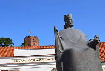 Image showing Gediminas castle museum Mindaugas sculpture 