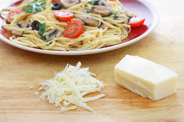 Image showing Parmesan cheese and pasta