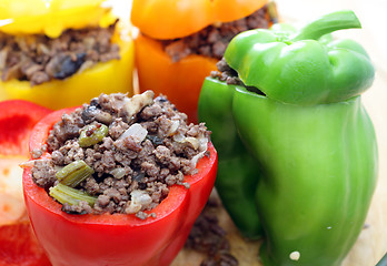 Image showing Stuffed peppers oven ready