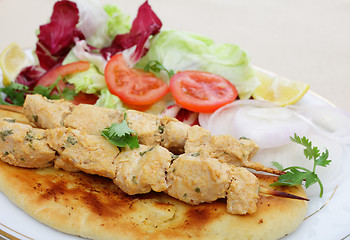 Image showing Chicken tikka kebab meal side view