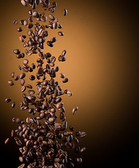 Image showing Flying coffee beans