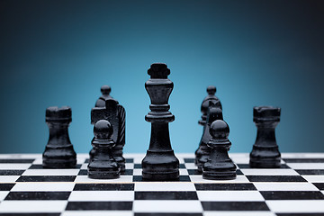 Image showing Black chess pieces