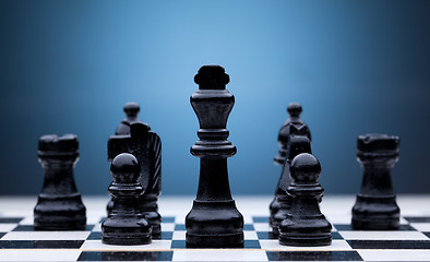 Image showing Black chess pieces