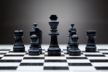 Image showing Black chess pieces