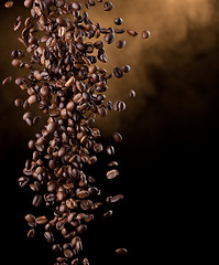 Image showing Flying coffee beans