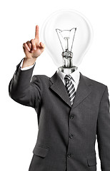 Image showing Lamp Head Business Man Push the Button