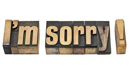 Image showing I am sorry in wood type