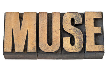 Image showing muse word in wood type