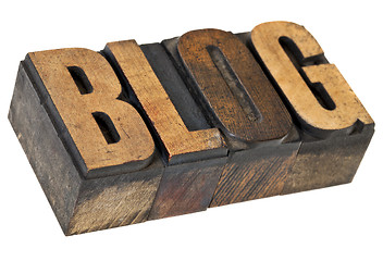Image showing blog word in letterpress wood type