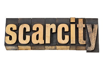 Image showing scarcity word in letterpress wood type 