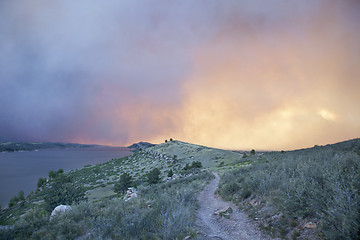 Image showing sky and the sun obsured by wildfire smoke