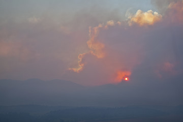 Image showing wildfire smole over Rocky Mountains