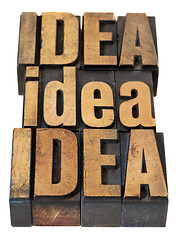 Image showing idea word abstract in wood type