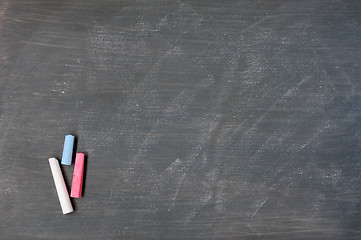 Image showing Smudged blackboard background with chalk and copy space