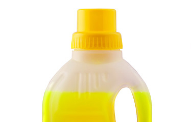 Image showing Plastic bottle of dishwashing liquid on white background