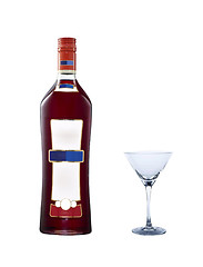 Image showing Martini bottle with glass