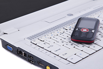 Image showing keyboard and mobile phone background
