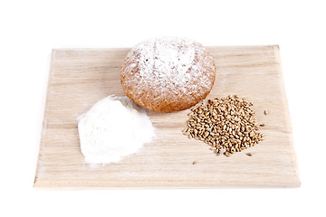 Image showing Flour and wheat grain with bread