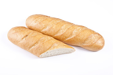 Image showing fresh baguette on white background