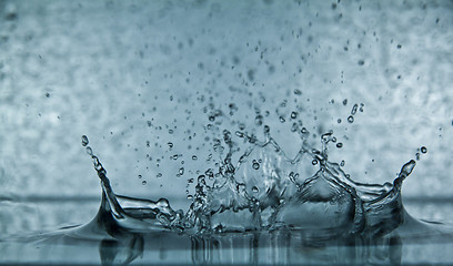 Image showing Sparks of blue water on a gray background