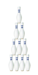 Image showing Bowling , white skittles on white background