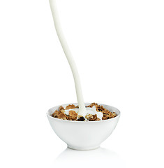 Image showing Healthy Breakfast-Cornflakes and Milk Splash