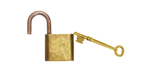 Image showing lock and key isolated on white