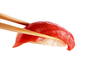 Image showing sushi on chopstick