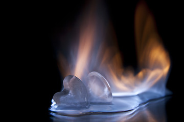 Image showing A flaming pile of ice cubes