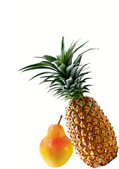 Image showing Pineapple with pear isolated