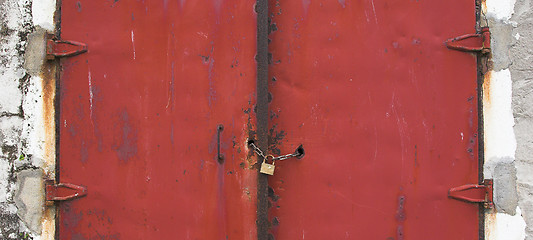 Image showing Red old gate