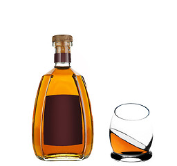 Image showing Whiskey bottle and a whiskey glass