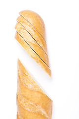 Image showing Fresh baguette, sliced