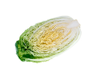 Image showing Halved chinese cabbage, clean crossection isolated