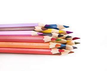 Image showing Colour pencils isolated on white background close up