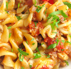 Image showing pasta with vegetables background