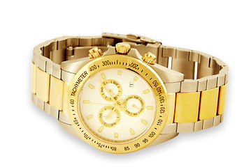 Image showing gold watch over white background