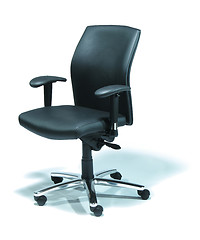 Image showing The office chair from black imitation leather