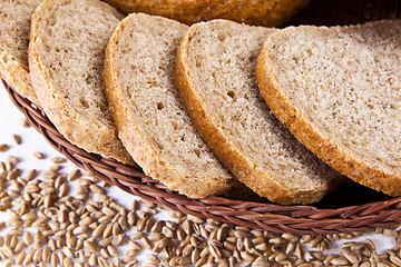 Image showing bread with slices in basket