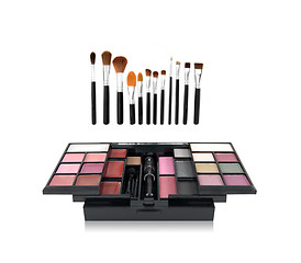 Image showing Professional make-up tools and make-up box