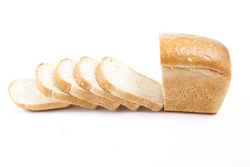 Image showing Sliced bread loaf on a white background