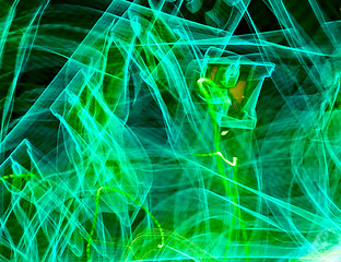 Image showing Green light painted streak on a black